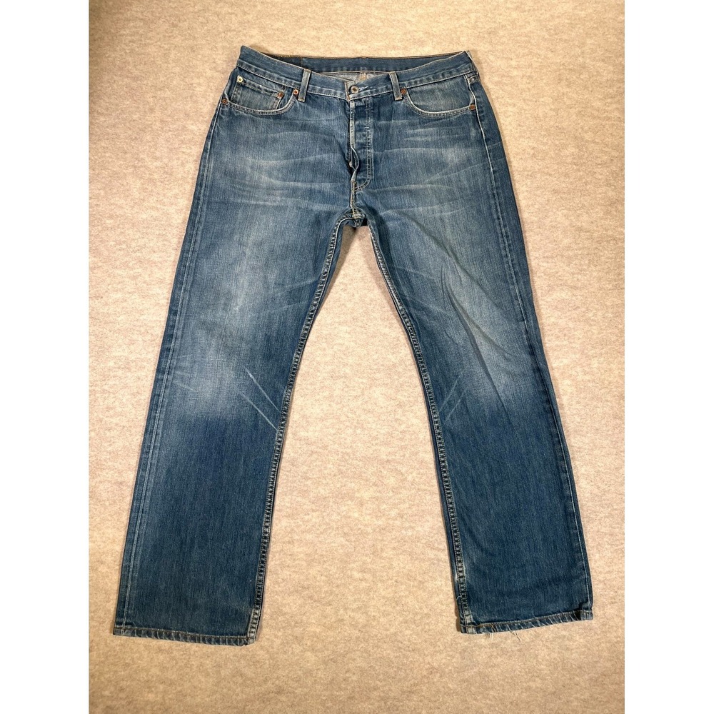 Levis 501 Original Fit Jeans Mens 36x32 Blue Denim Mid Rise Straight Leg Cotton